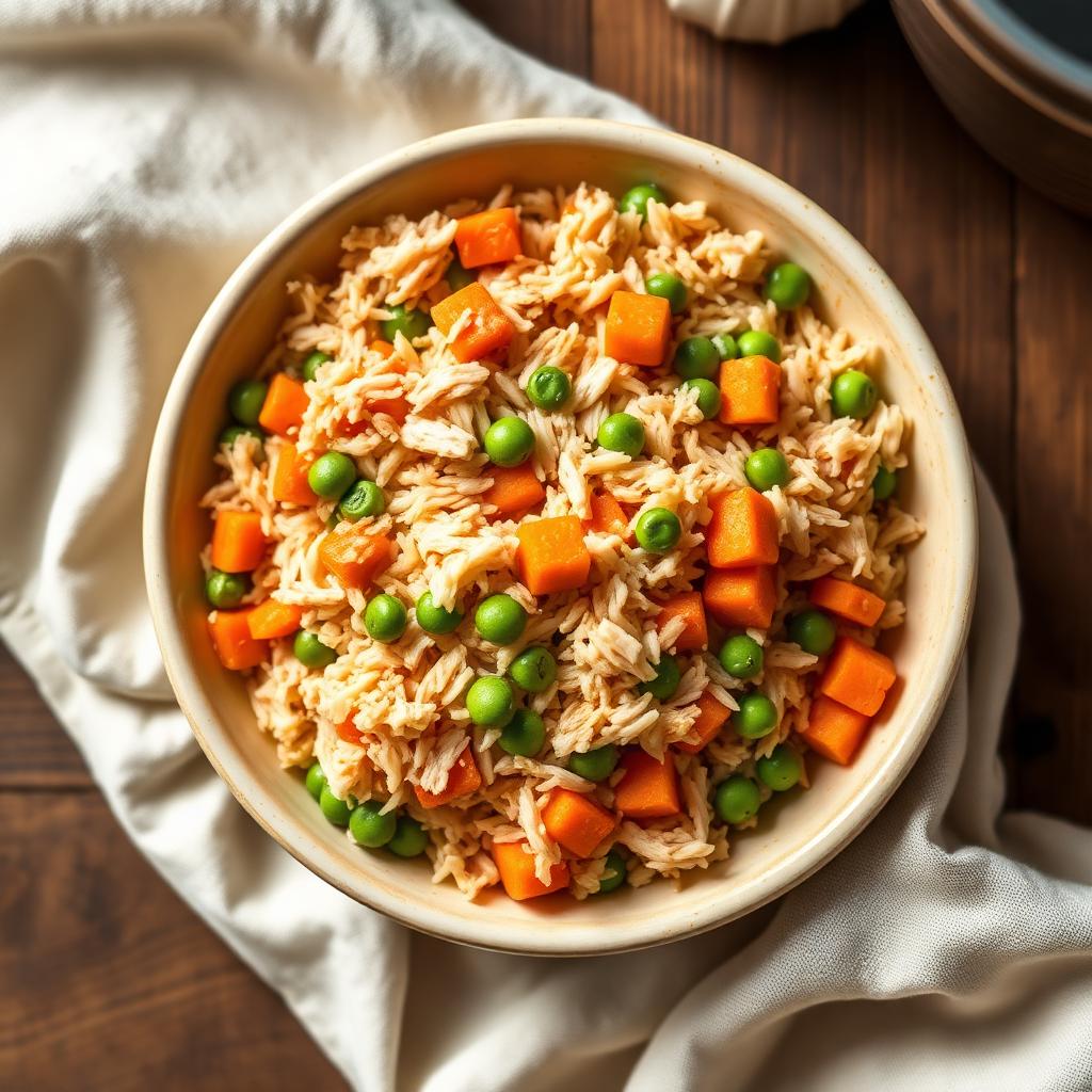 Plato casero preparado para perros